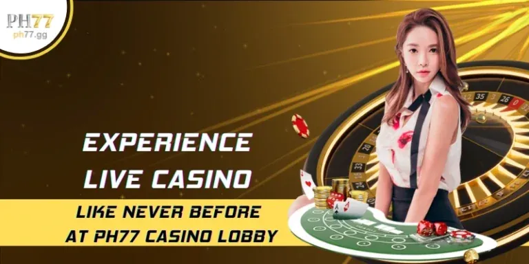 Sảnh casino trực tuyến với người chia bài thật và bàn baccarat